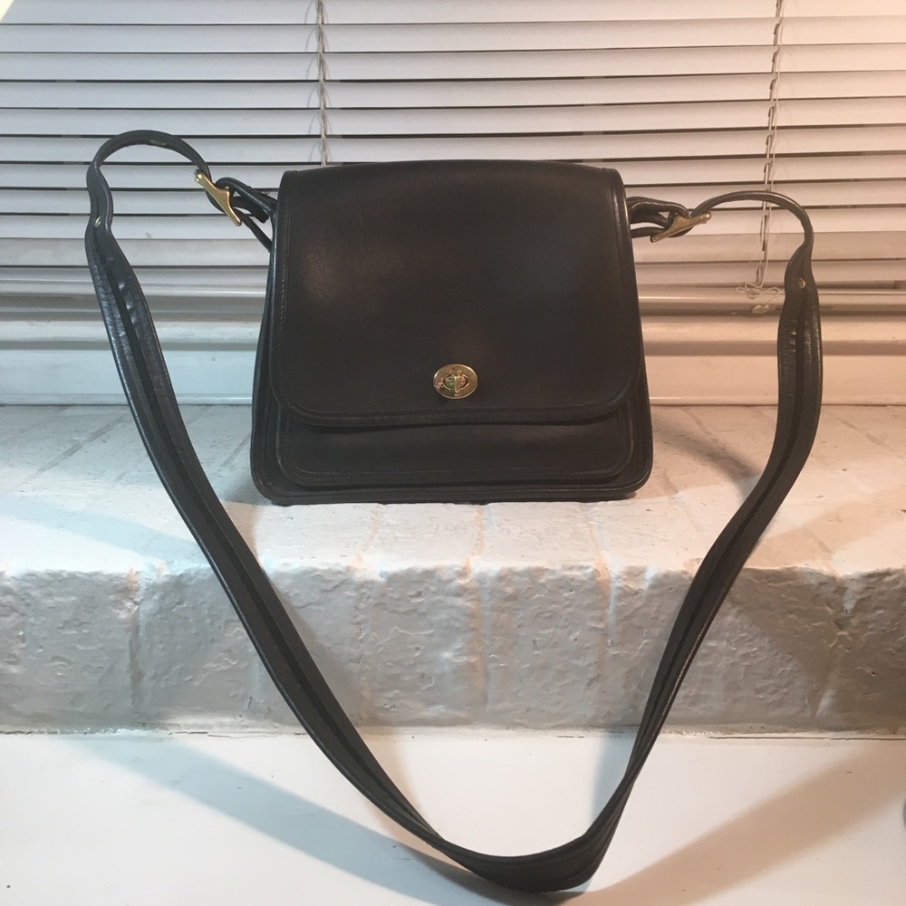 Coach Vintage Rambler Black Leather Crossbody Bag